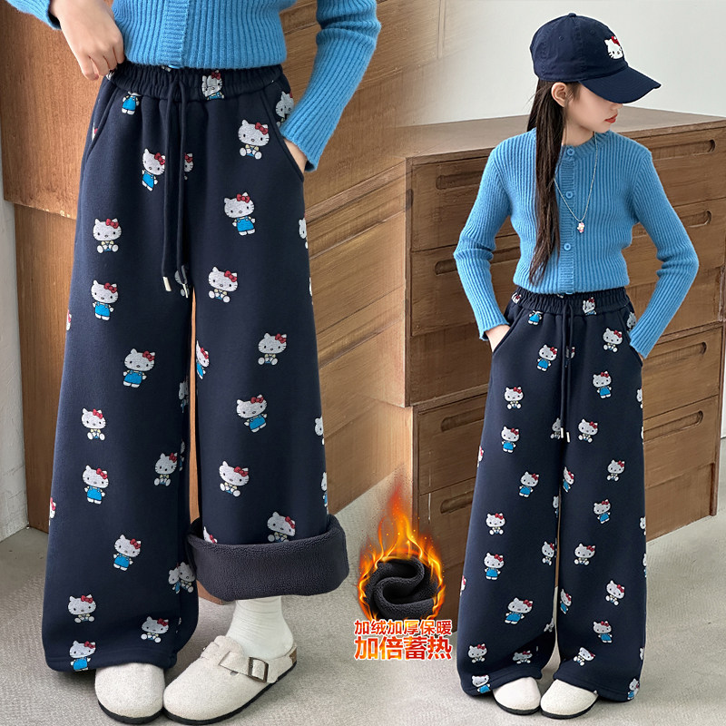 女童Hello Kitty加绒卫裤冬季韩版直筒长裤洋气休闲裤直筒裤2026,童装/婴儿装/亲子装,裤子,淘宝优惠券,粉丝福利购,淘宝优惠卷