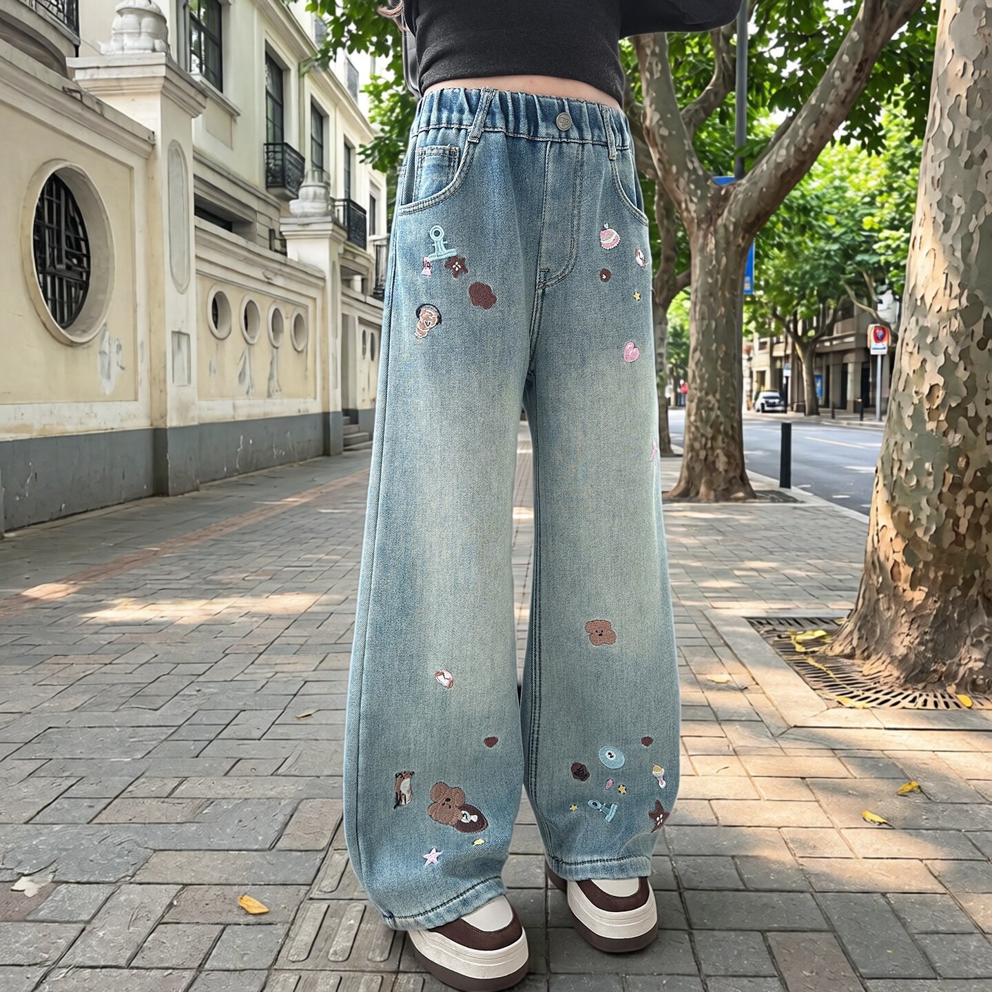 女童春装牛仔裤2026新款儿童直筒阔腿裤休闲宽松女大童春秋款裤子