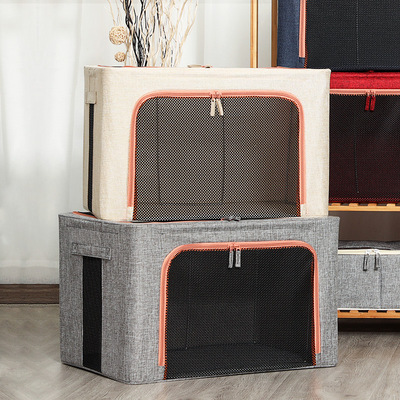 Cotton linen storage box fabric folding clothing bag收纳箱