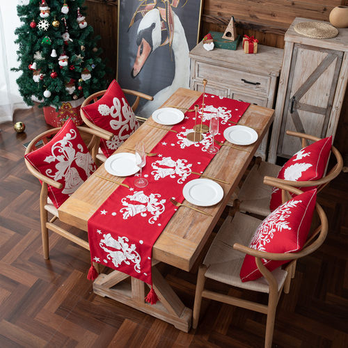 Embroidered Christmas Snow Table Flag Christmas Table Cloth