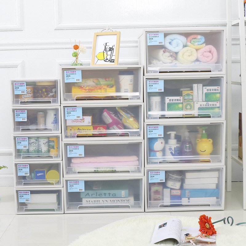 Thickened drawer style storage box, clothing organizing box