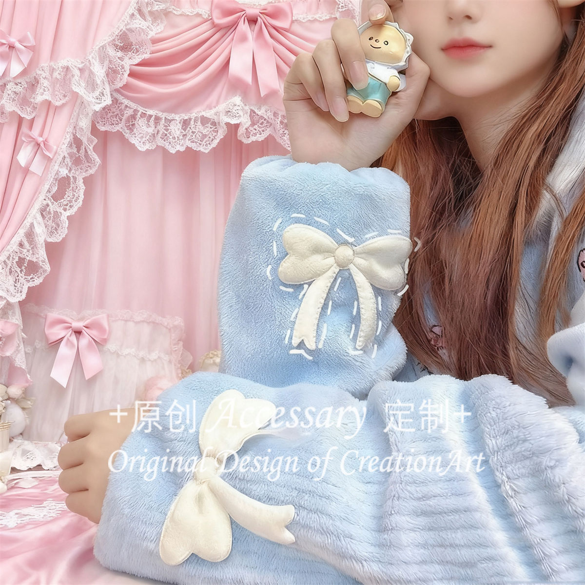 樱落复古甜美y2k蝴蝶结袖套学生甜美lolita手袖