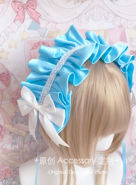 日系洛丽塔蕾丝头饰甜美百搭原创lolita发带粉紫色缎面kc发箍