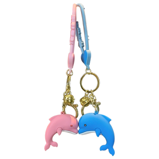 卡通正版不离不弃海豚公仔情侣钥匙扣书包挂件小饰品车钥匙链精致