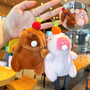 毛绒卡皮巴拉吹泡泡解压钥匙扣可爱女水豚玩偶公仔情绪稳定小挂件