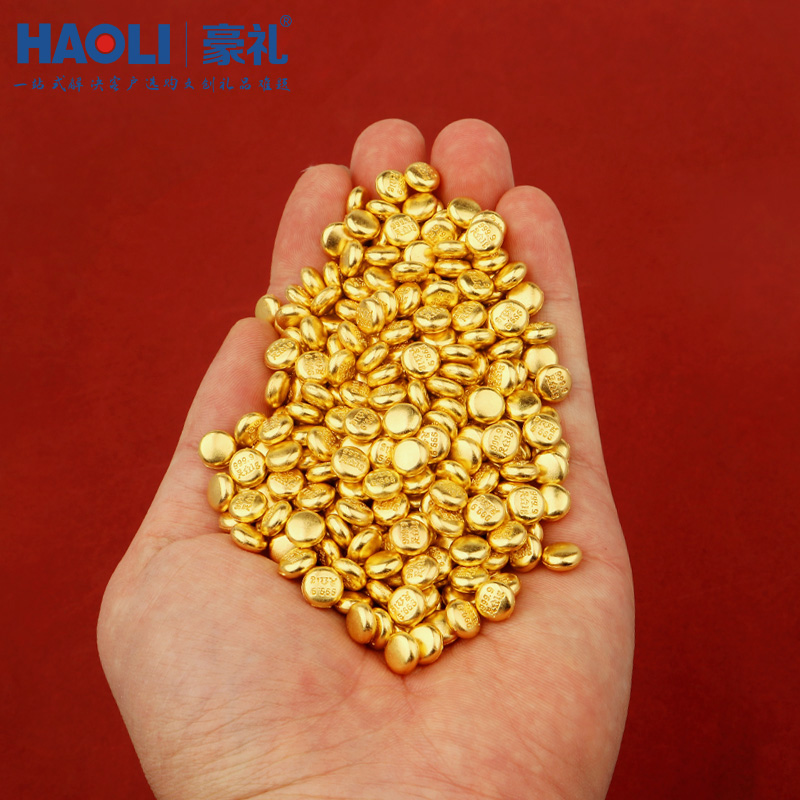 2025年新款实心合金迷你小金豆招财摆件开业乔迁聚宝盆配件装饰品