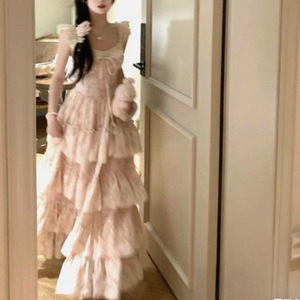 Tomoyois知世 樱织花翎 精致甜美小飞袖温柔碎花收腰公主连衣长裙