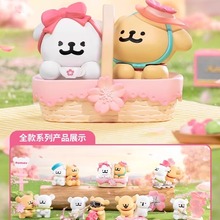 MINISO名创优品线条小狗浪漫樱花盲盒正版摆件新品手办可爱公仔
