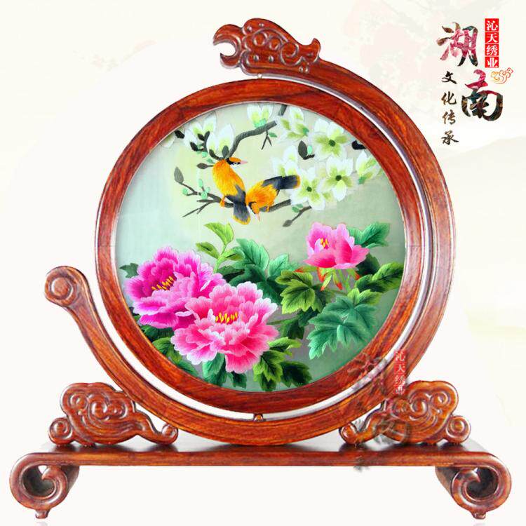 双面绣手工湘绣沁天牡丹玉兰花鸟