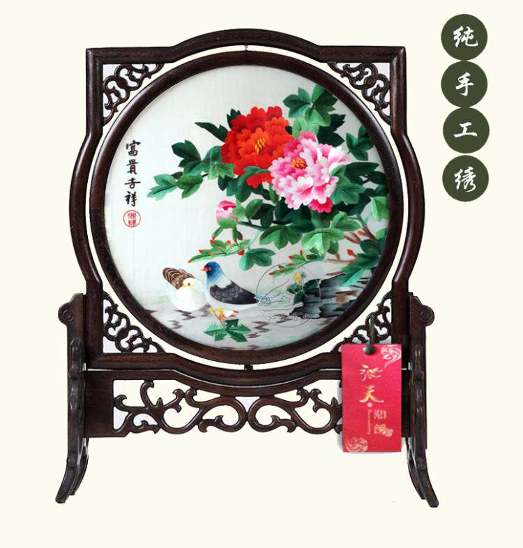 双面绣湘绣沁天绣业牡丹花开富贵