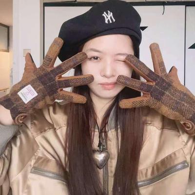 哈里斯harris tweed粗花呢羊毛秋冬加绒保暖触屏情侣款男女士手套