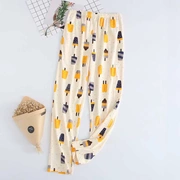 Quần pyjama mùa hè mỏng phần dài quần ngủ phụ nữ mùa xuân và mùa thu quần cotton nhà quần lỏng giản dị nhà quần kích thước lớn - Quần tây