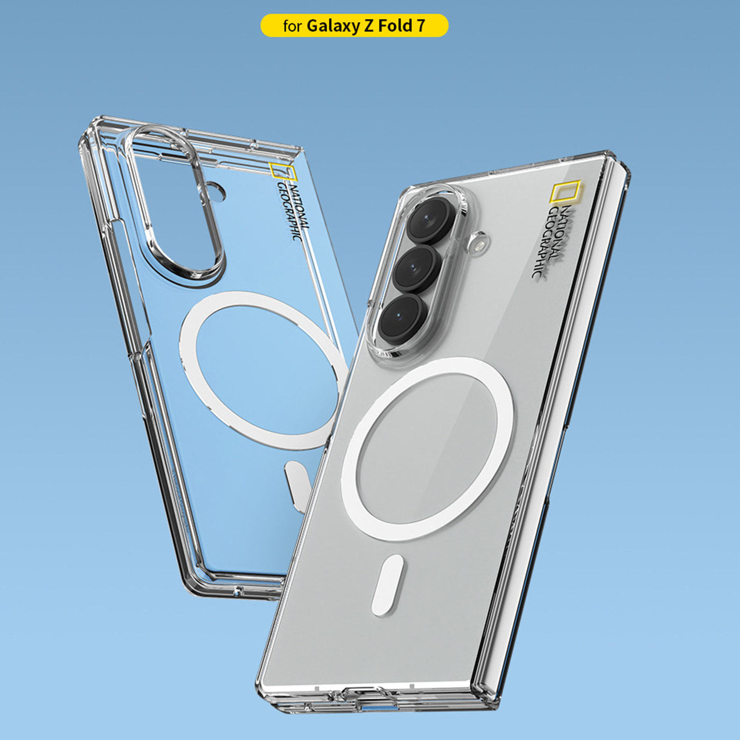 国家地理适用三星z fold7手机壳magsafe磁吸无线充电折叠屏zfold7保护套简约透明硬壳超薄散热w26心系天下