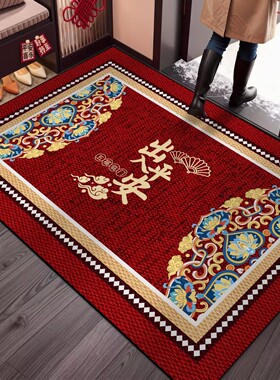 加厚硅藻泥入户门门口地垫新年高级红色地毯吸水防滑耐脏玄关脚垫