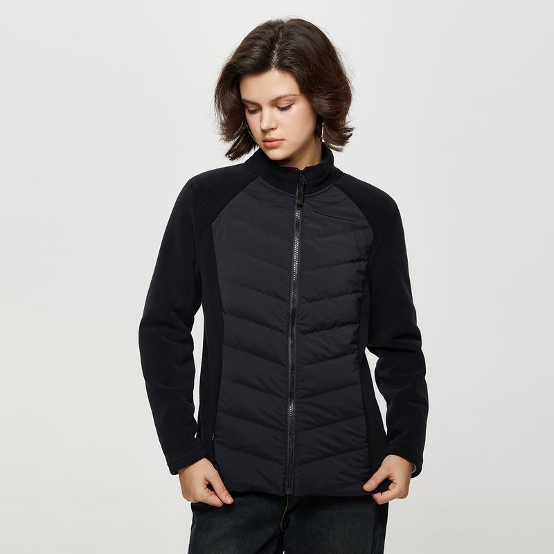 立领拼接轻薄羽绒服女2024秋冬季