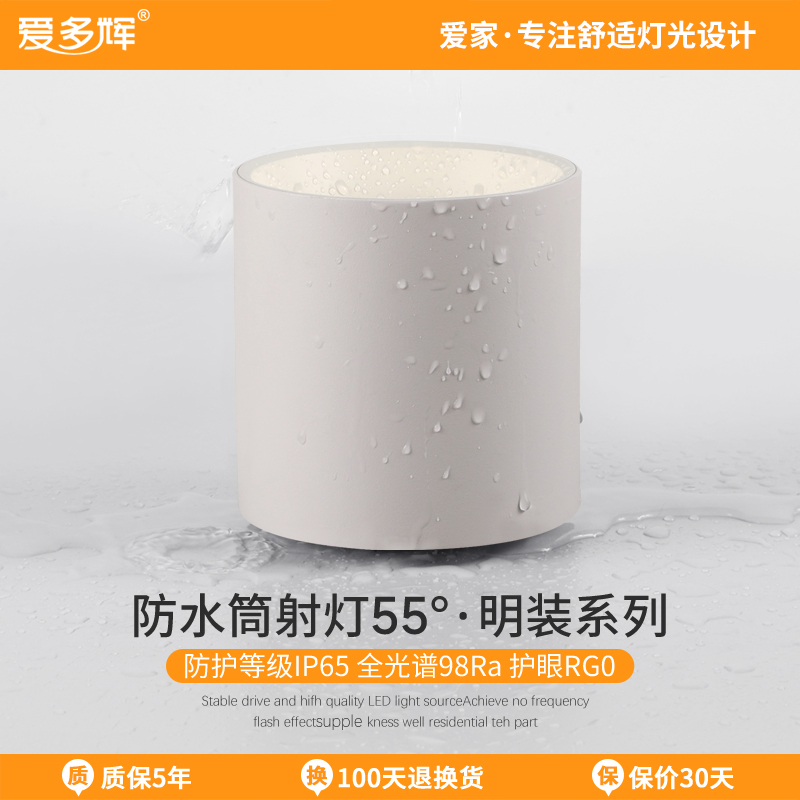 爱多辉IP65防水明装筒灯led射灯