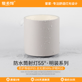 筒灯7w12w射灯led天花灯免开孔浴室澡堂户外阳台灯 爱多辉防水明装