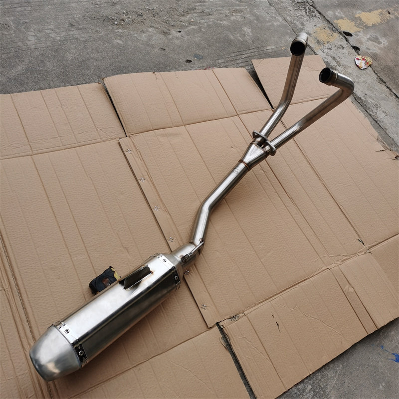 山洋地平线摩托车跑车配件R35双缸SY200公路趴赛不锈钢烟筒排气管