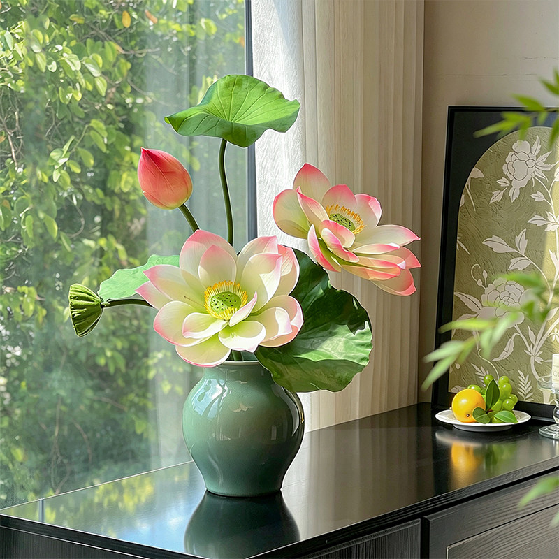 新中式冰裂纹陶瓷花瓶高级感摆件图片