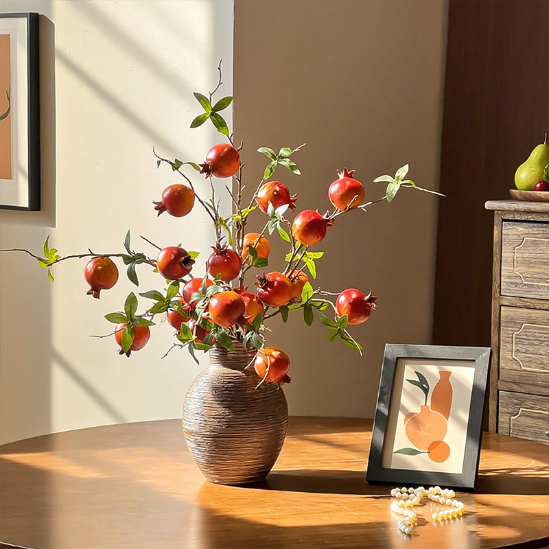 陶瓷花瓶石榴果仿真花红色喜庆轻奢高级感客厅餐桌新年装饰品摆件,家居饰品,花瓶,淘宝优惠券,粉丝福利购,淘宝优惠卷