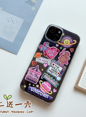 紫色iPhone11pro手机壳适用XSMAX苹果6/8透明7plus/XR小熊12套3/14/15/16/17/air/mini保护套 ins风