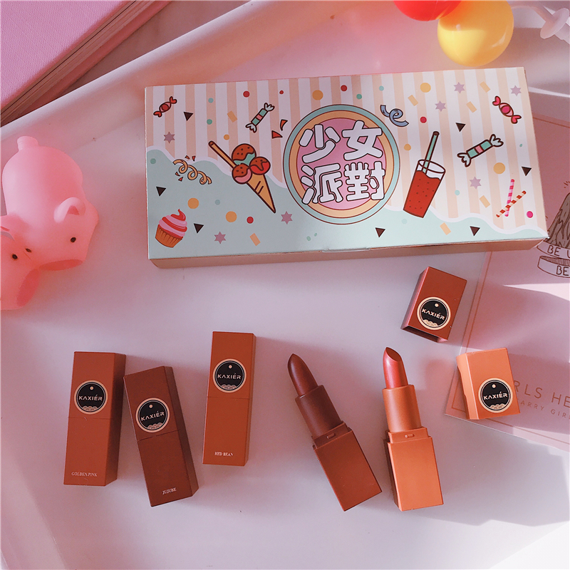 ins超火的唇釉套盒姨媽豆沙色南瓜色啞光5只套裝學生少女系口紅在類目 彩妝/香水/美妝工具, 脣彩/脣蜜中 - 來自Buy2taobao.com提供專業的淘寶代購服務