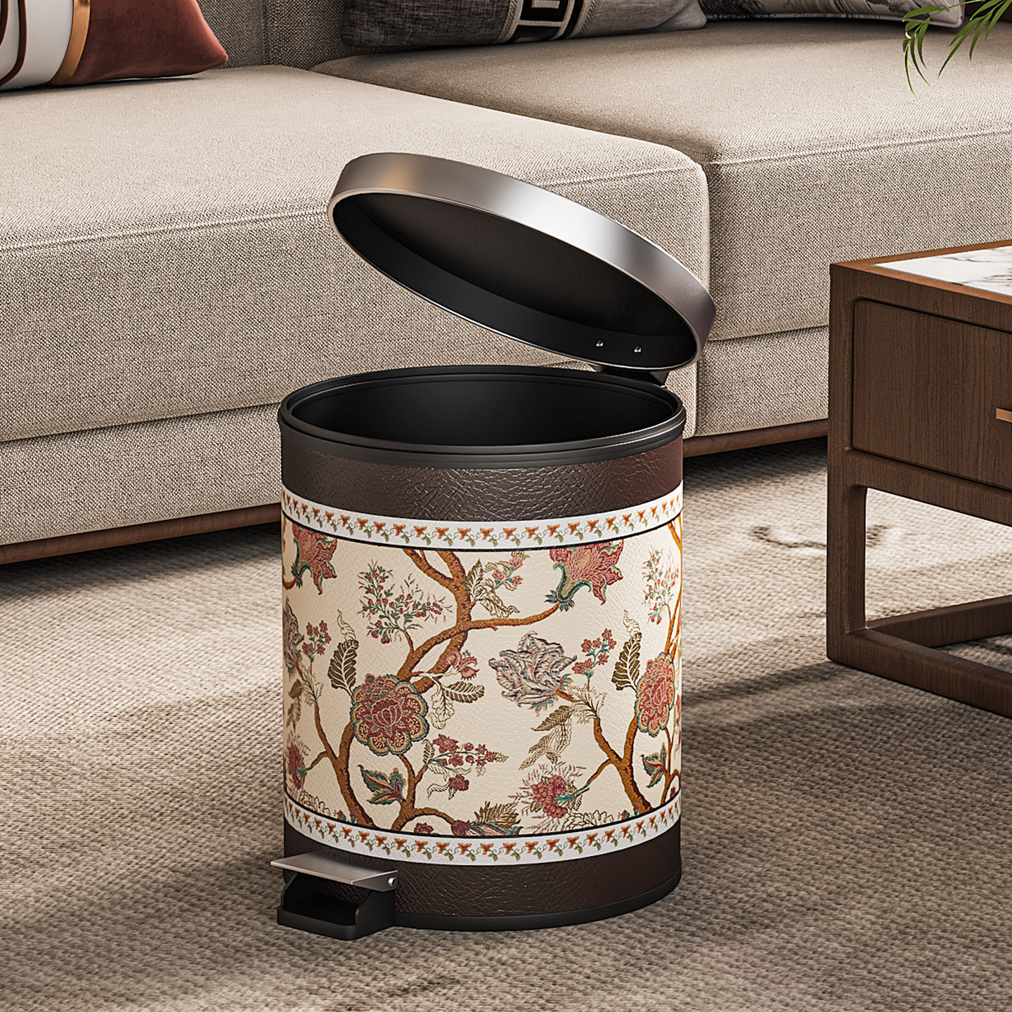 复古中式垃圾桶垃圾桶卧室家用高颜值免弯腰轻奢大号大容量新款