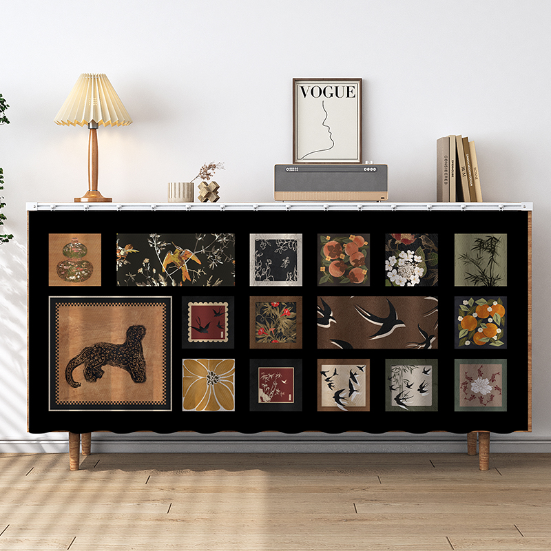 美式复古柜子遮挡帘杂物遮丑帘