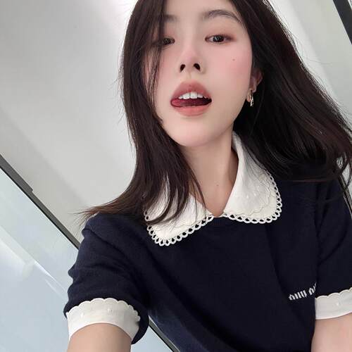 夏季新款学院风字母提花短袖针织衫女修身显瘦百搭减龄气质上衣潮