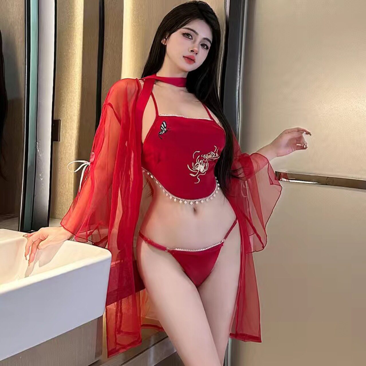 橘火复古改良古风汉服汉元素新娘睡衣女性感肚兜连衣裙制服情趣