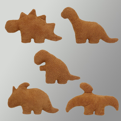 新品Dino Chicken Nugget鸡块恐龙毛绒抱枕剑龙霸王龙
