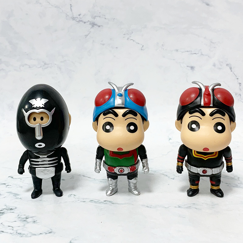 蜡笔小新COS蒙面超人小新阿呆假面骑士造型创意公仔模型手办摆件