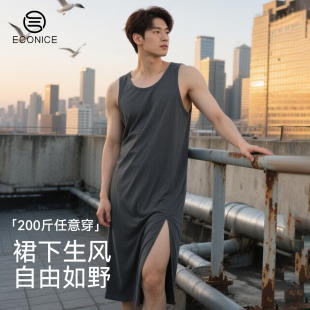 宽松大码 新款 裸睡浴袍包皮术后护理用背心睡衣 睡裙夏季 莫代尔男士