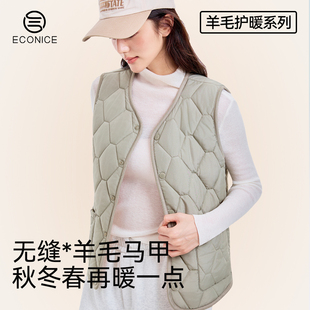 保暖马甲女冬季打底羊毛坎肩羽绒棉加绒加厚内搭轻薄外套内胆防风