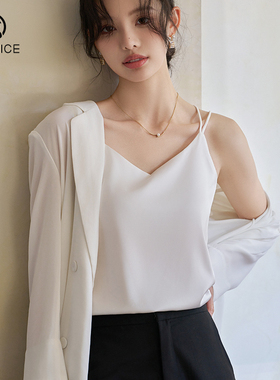 吊带背心2026新款女西装内搭高级感仿真丝无袖打底白色外穿小上衣