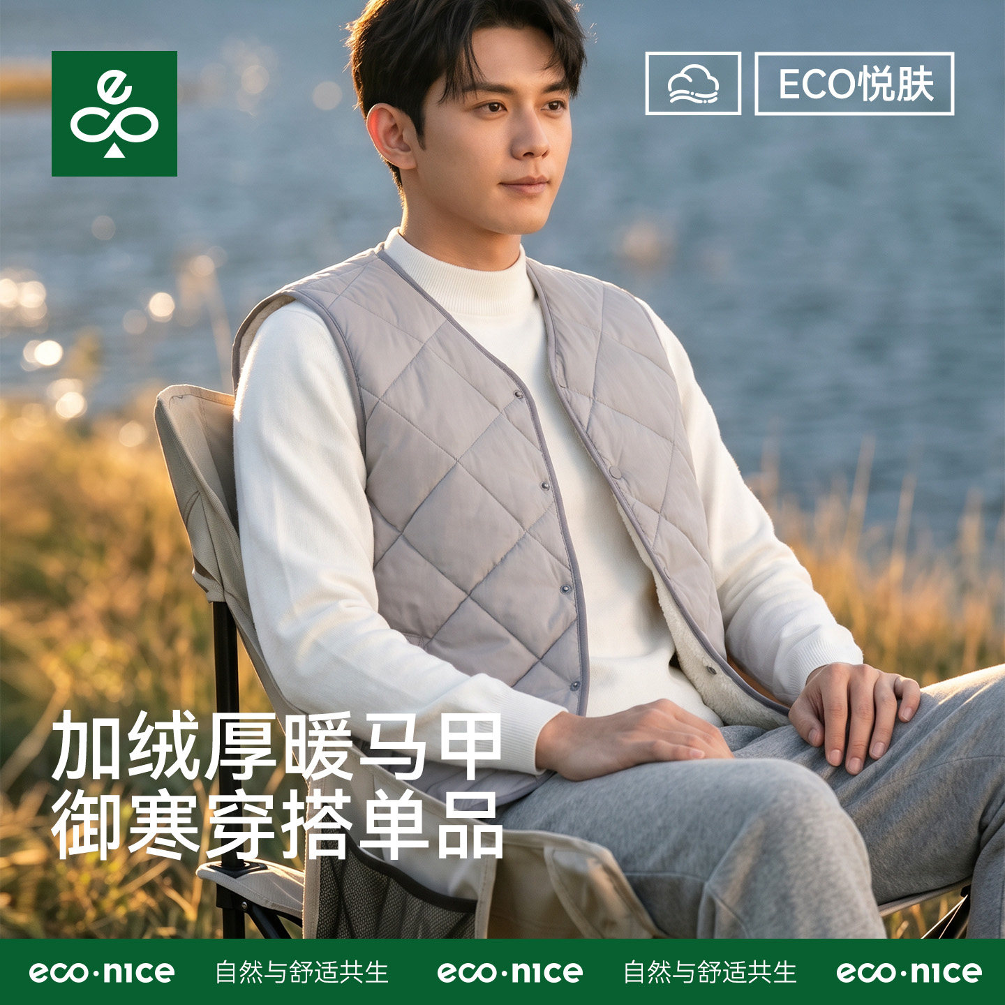 羽绒棉马甲男冬季新款加绒加厚羊羔绒棉坎肩保暖内胆背心男士马夹