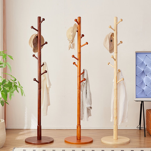 实木衣帽架落地式蜡木立式挂包架