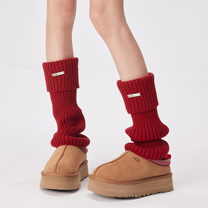 红色袜套辣妹y2k个性金属标针织堆堆袜秋冬配雪地靴加厚保暖腿套,女士内衣/男士内衣/家居服,长筒袜,淘宝优惠券,粉丝福利购,淘宝优惠卷
