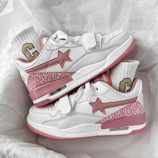 女鞋AJ气垫星星运动鞋女情侣篮球鞋樱花粉新款夏季空军板鞋休闲鞋