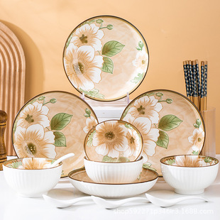 碗碟套装家用2026新款釉下彩餐具套装陶瓷碗盘碗筷盘子碗全套