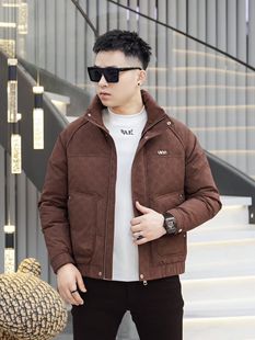 2025冬季男士紧身时尚外套暗花风休闲羽绒服轻奢新款高端加厚短款