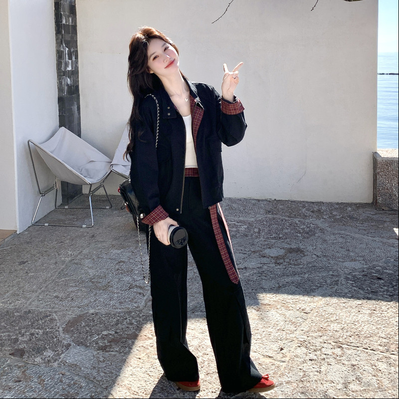 大货2026春新款Y1186超洋气的撞色工装套装P205K328，女装套装/套裙，浙宝296