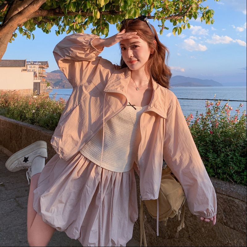 大货2026春新款Y1192立领抽绳外套+花苞裙套装防风防晒P160K258，女装套装/套裙，浙宝296