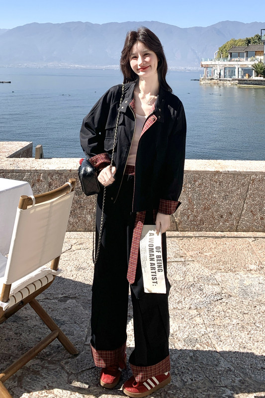 大货2026春新款Y1186超洋气的撞色工装套装P205K328,女装套装/套裙,浙宝296