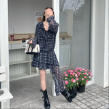 大货2026初夏新款Y1193斜边格纹连衣裙P140K228，女装连衣裙，浙宝296