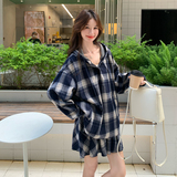 2026秋装新款Y1175防风连帽大格纹套头衫+短裙套装P160K238，女装套装/套裙，浙宝296