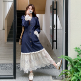 2026秋新款Y1080天丝牛仔蕾丝拼接连衣裙P140K198，女装连衣裙，浙宝296