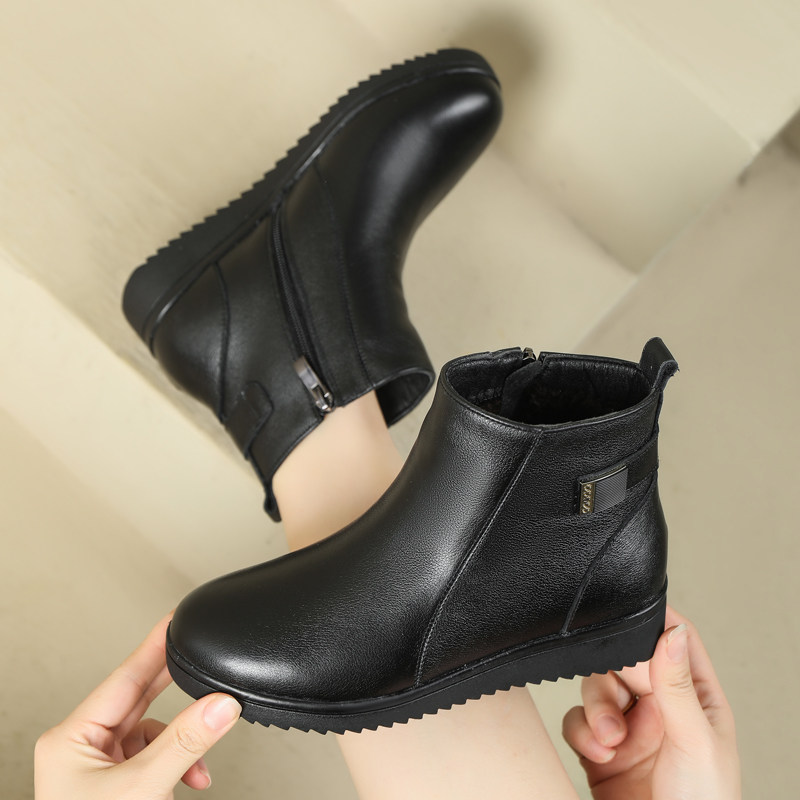 冬季加绒保暖平底防滑妈妈鞋舒适棉鞋中老年皮鞋小码女靴子323334,女鞋,时装靴,淘宝优惠券,粉丝福利购,淘宝优惠卷