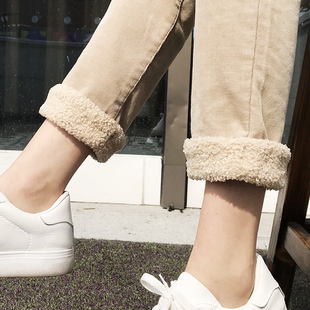 加绒秋冬学生高腰牛奶老爹萝卜条绒 2023新款 灯芯绒裤 子女宽松韩版