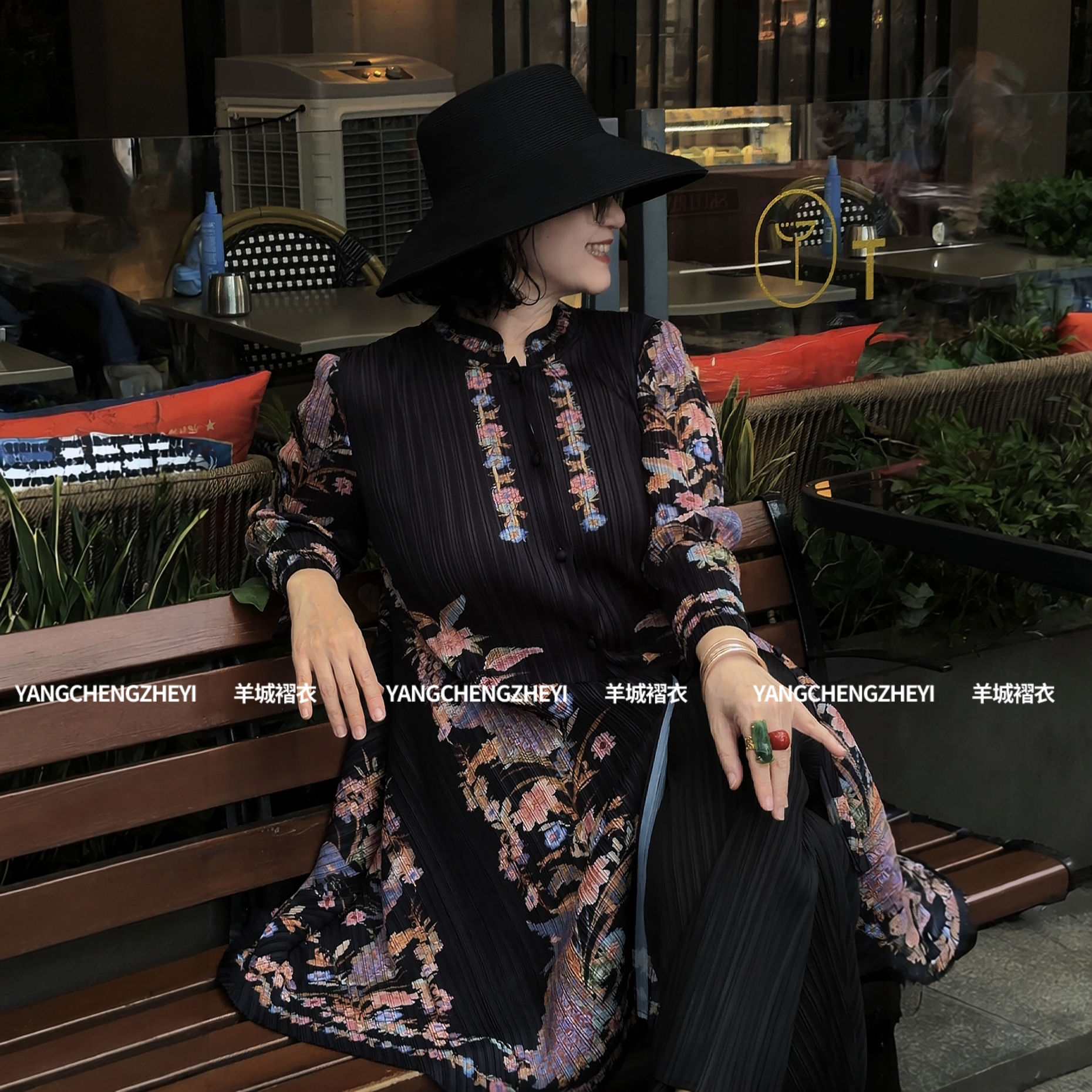 【秋华赋】2026秋冬新款褶皱大码女装时尚印花两件套装老钱风穿搭